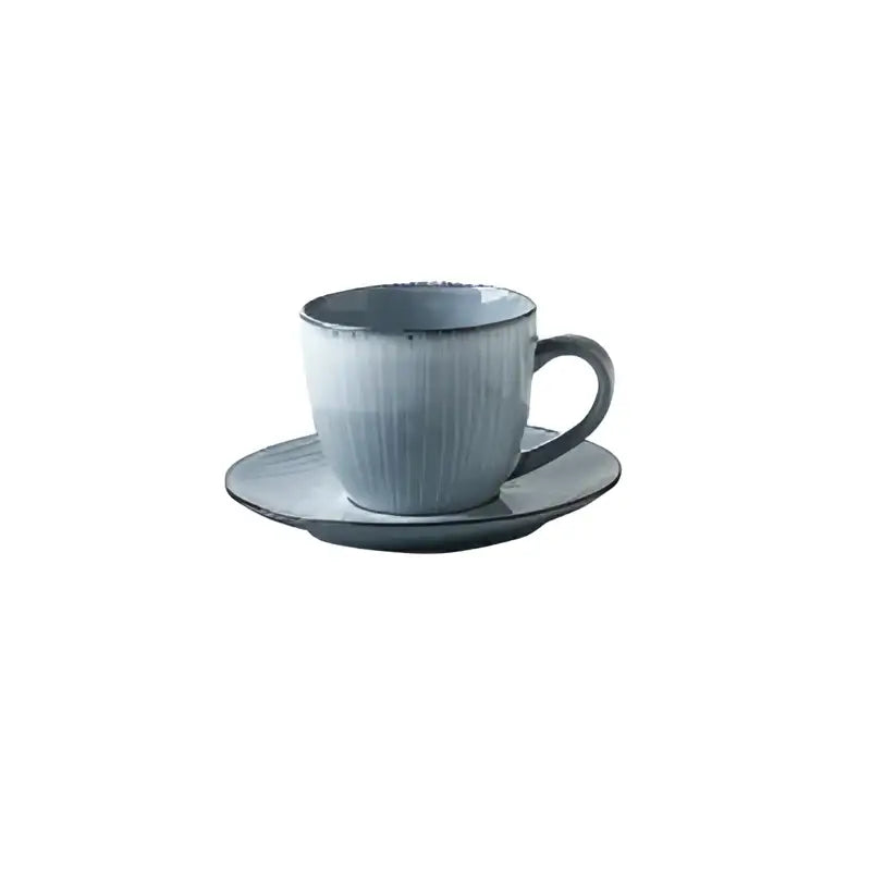 Ribbed matte gray ceramic coffee cup set dining room porcelain mug