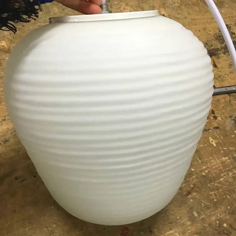 Ribbed off white glass whorl pendant light for kitchen decor