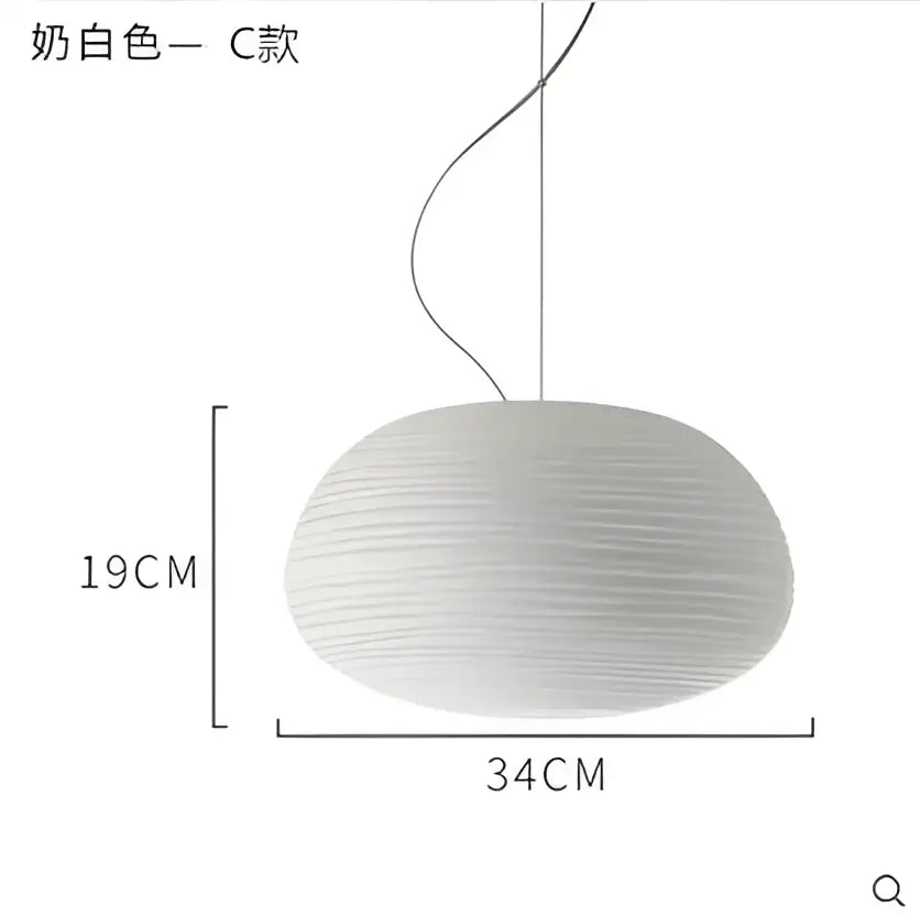 Ribbed off white glass whorl pendant light for kitchen decor