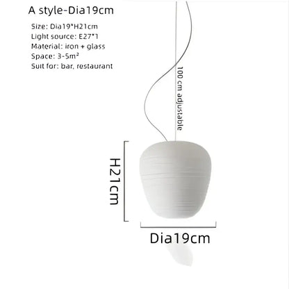 Ribbed off-white paper glass cocoon pendant light kitchen hanging lamp