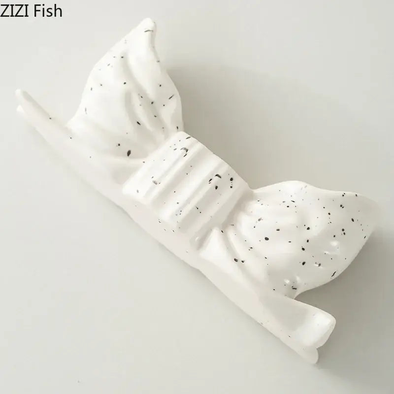 Ribbed pink ceramic bowknot candle holder bedroom desk decor