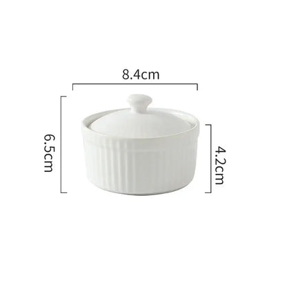 Ribbed pink ceramic dessert bowl with lid dining room ramekin