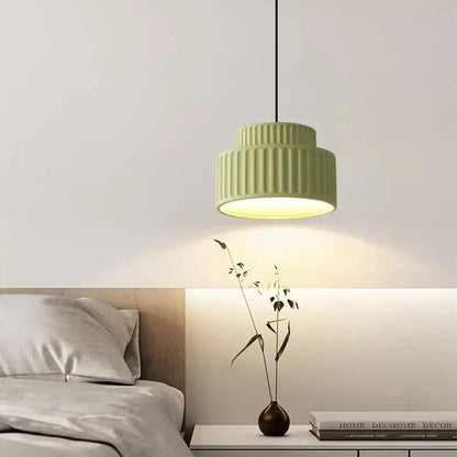 Ribbed terracotta cream resin led pendant light dining room