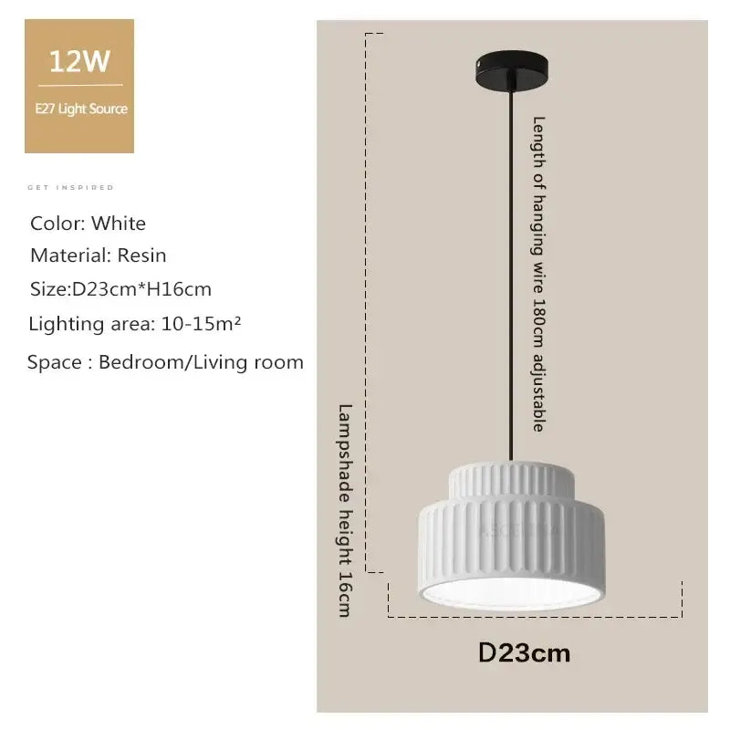 Ribbed terracotta cream resin led pendant light dining room