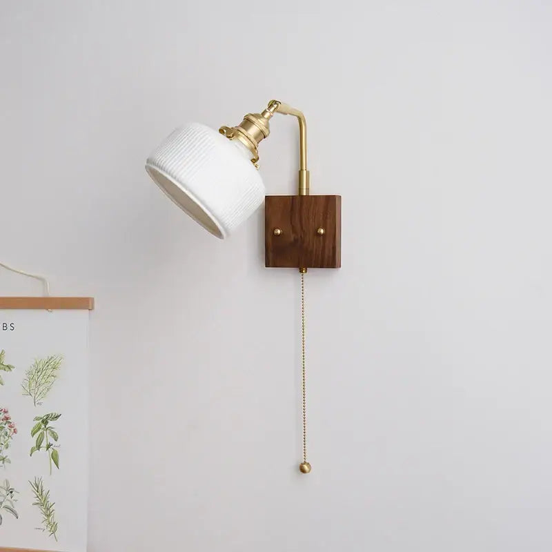 Ribbed white ceramic and copper led wall lamps – bedroom mirror light