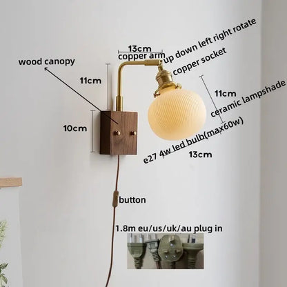 Ribbed white ceramic and copper led wall lamps – bedroom mirror light