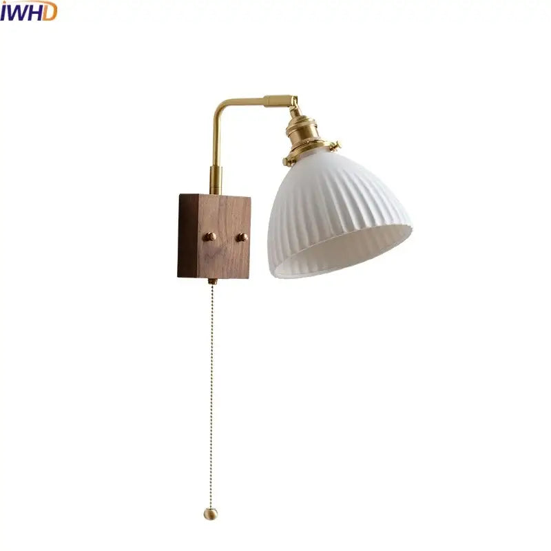 Ribbed white ceramic and copper led wall lamps – bedroom mirror light