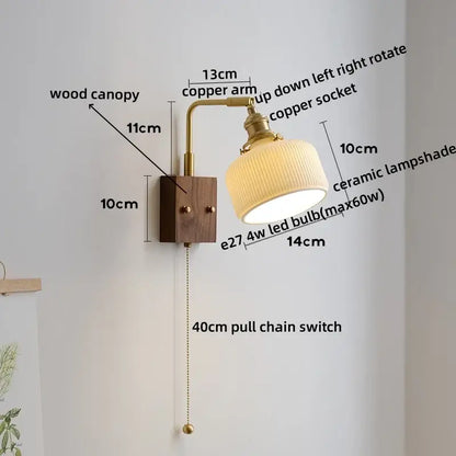 Ribbed white ceramic and copper led wall lamps – bedroom mirror light
