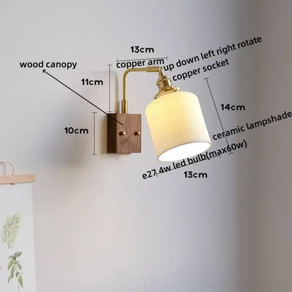 Ribbed white ceramic and copper led wall lamps – bedroom mirror light