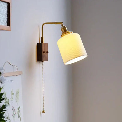 Ribbed white ceramic and copper led wall lamps – bedroom mirror light