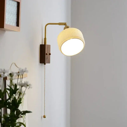 Ribbed white ceramic and copper led wall lamps – bedroom mirror light