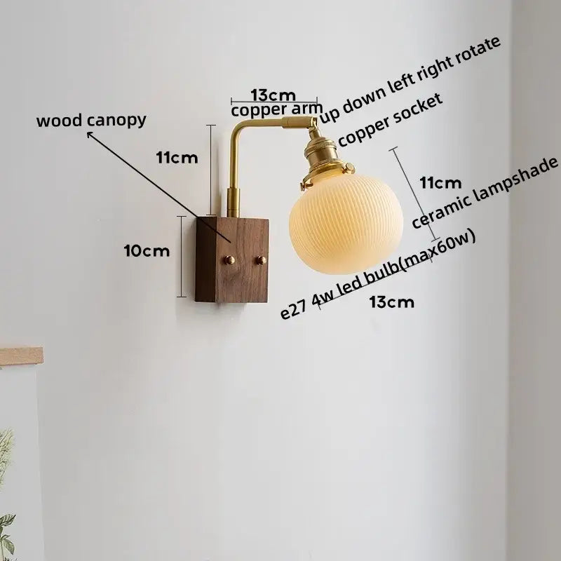 Ribbed white ceramic and copper led wall lamps – bedroom mirror light