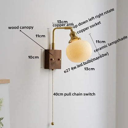 Ribbed white ceramic and copper led wall lamps – bedroom mirror light