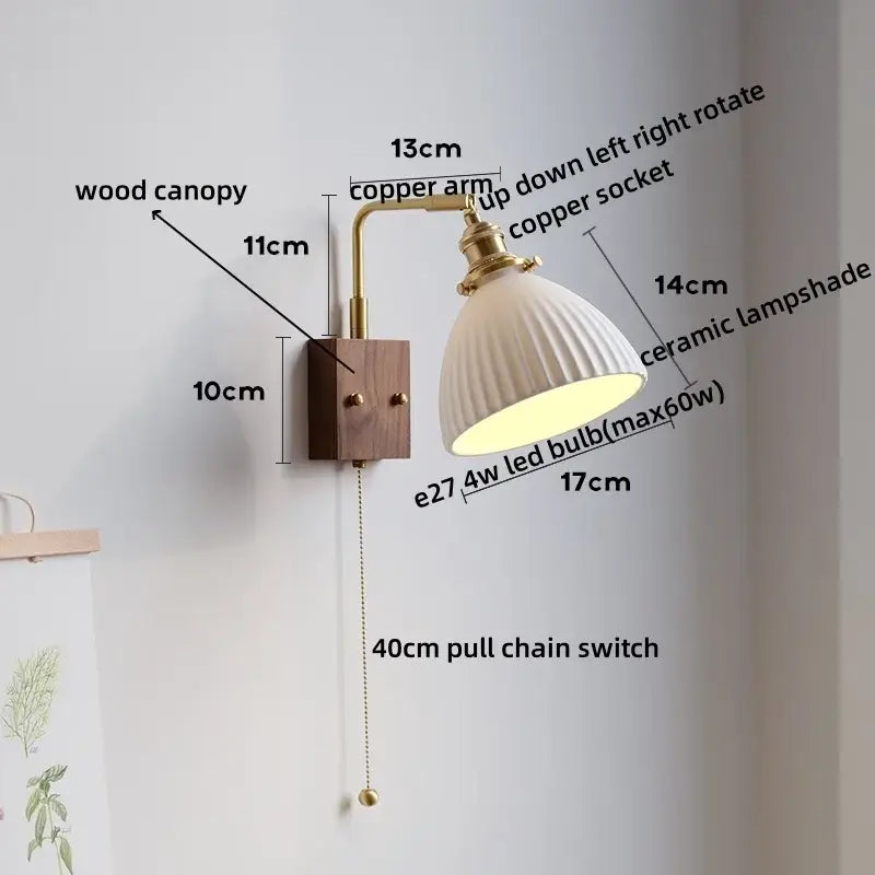 Ribbed white ceramic and copper led wall lamps – bedroom mirror light