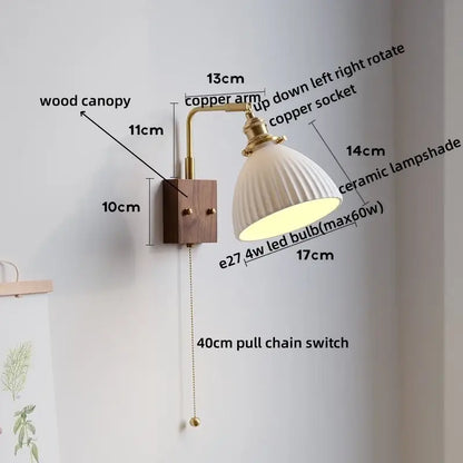 Ribbed white ceramic and copper led wall lamps – bedroom mirror light