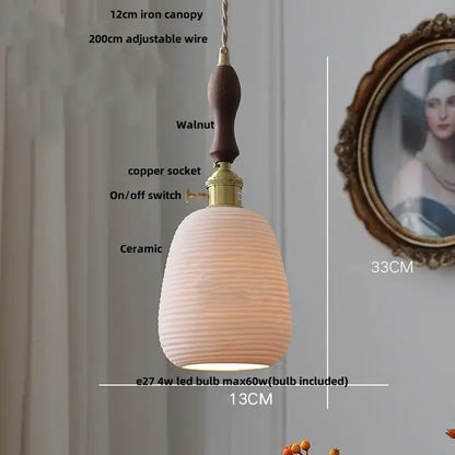 Ribbed white ceramic pendant light fixture kitchen brass knob switch