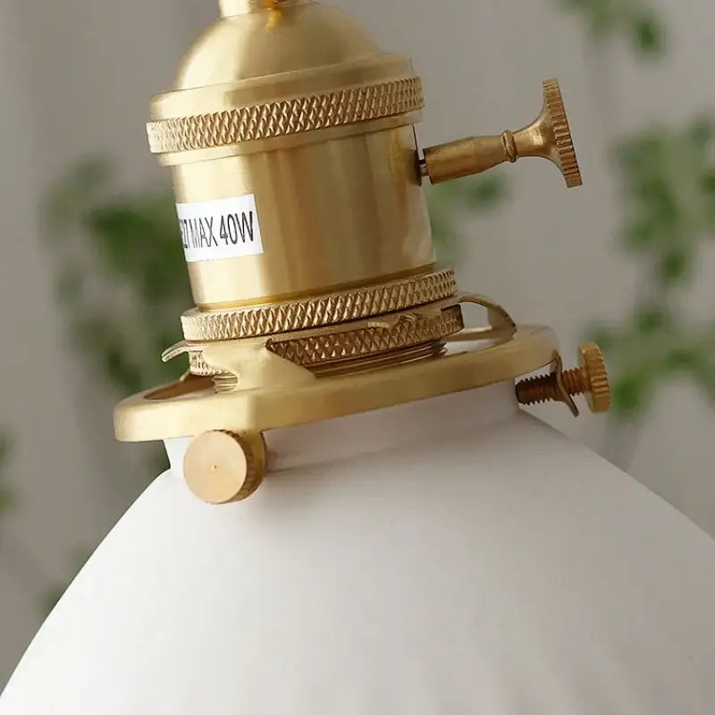 Ribbed white ceramic pendant light fixture kitchen brass knob switch