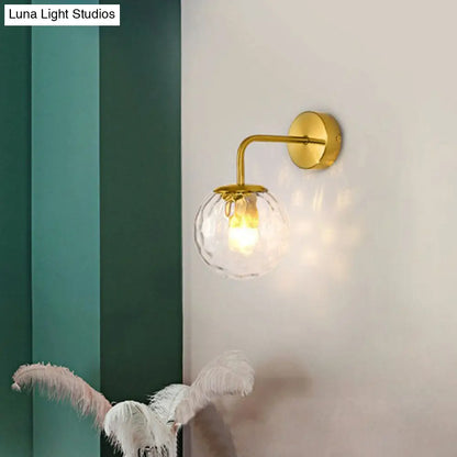 DecorBites™ Rippled Glass Wall Mount Light with Spherical Design - Perfect for Bedroom Reading