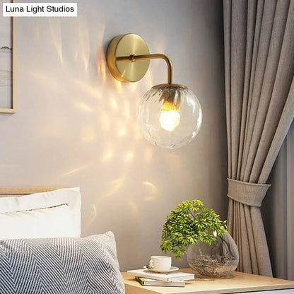 DecorBites™ Rippled Glass Wall Mount Light with Spherical Design - Perfect for Bedroom Reading