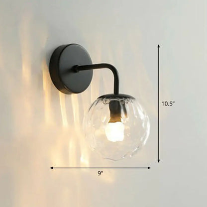 DecorBites™ Rippled Glass Wall Mount Light with Spherical Design - Perfect for Bedroom Reading