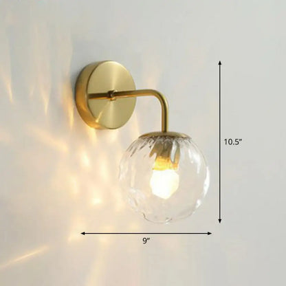 DecorBites™ Rippled Glass Wall Mount Light with Spherical Design - Perfect for Bedroom Reading