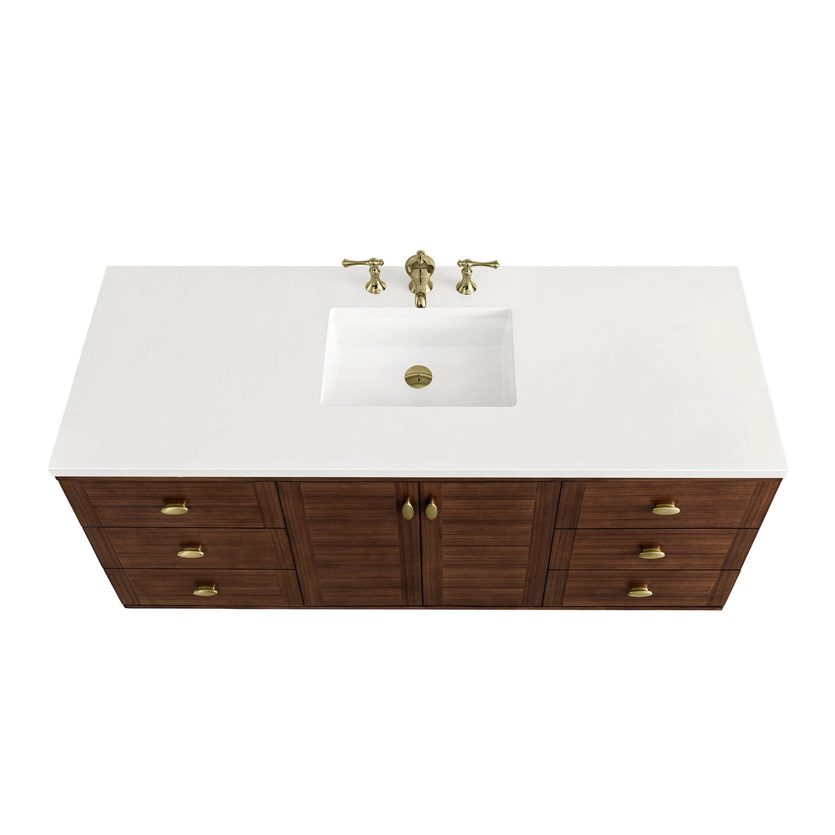 James Martin Amberly 60" Dual Mount Single Bathroom Vanity, Mid-Century Walnut