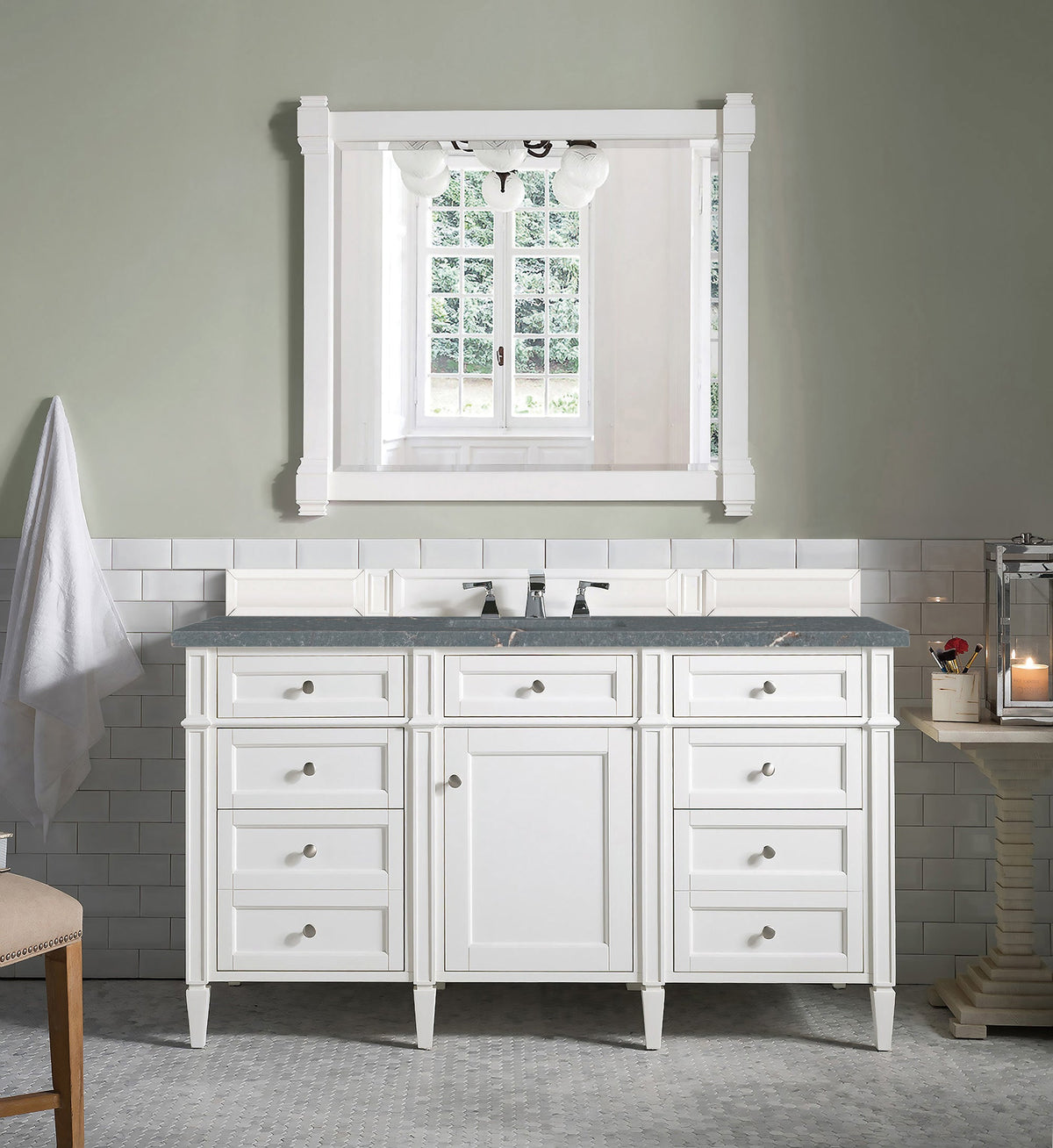 James Martin Brittany 60" Single Bathroom Vanity, Bright White