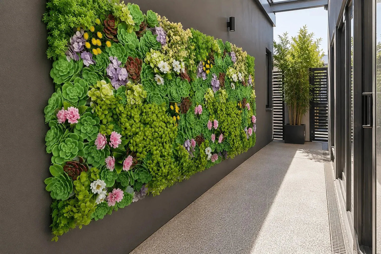 Dense Succulent Artificial Vertical Garden Green Wall Panel 20×20in – UV Resistant – Commercial Grade