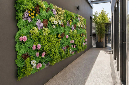 Dense Succulent Artificial Vertical Garden Green Wall Panel 20×20in – UV Resistant – Commercial Grade