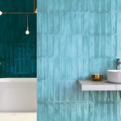 Roca Flow Atoll Blue Polished Ceramic Tiles 3x12
