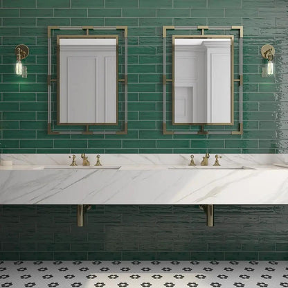 Roca Flow Peacock Green Polished Ceramic Tiles 3x12