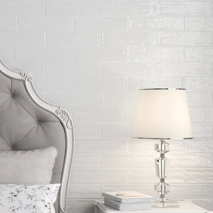 Roca Flow White Polished Ceramic Tiles 3x12