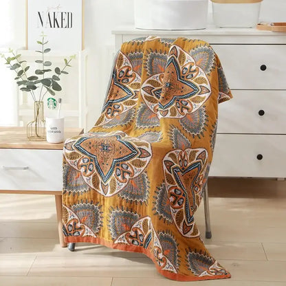 Romantic beige & black floral cotton bath towel bathroom decor