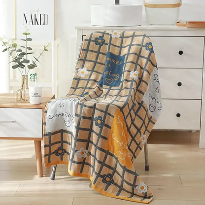 Romantic beige & black floral cotton bath towel bathroom decor