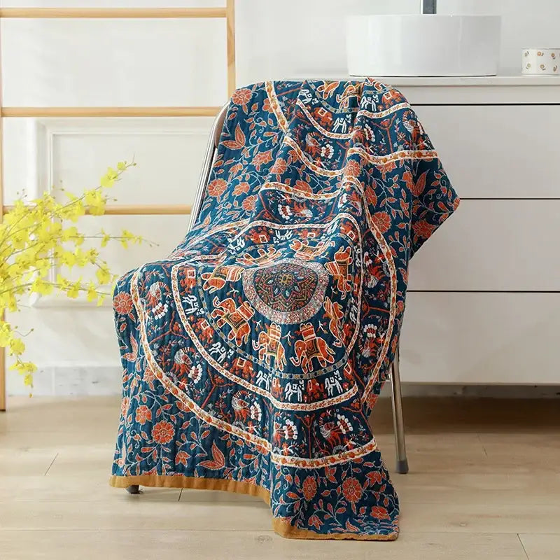 Romantic beige & black floral cotton bath towel bathroom decor
