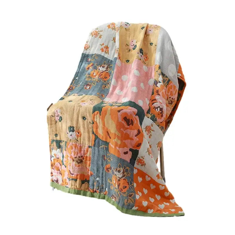 Romantic beige & black floral cotton bath towel bathroom decor