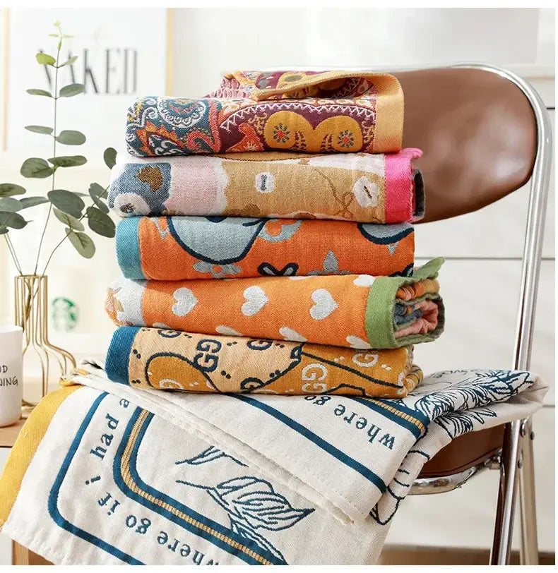 Romantic beige & black floral cotton bath towel bathroom decor