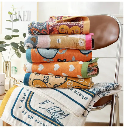 Romantic beige & black floral cotton bath towel bathroom decor