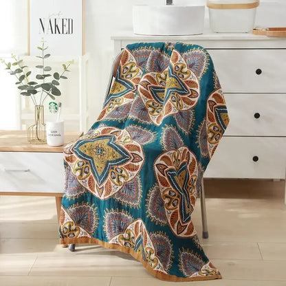 Romantic beige & black floral cotton bath towel bathroom decor
