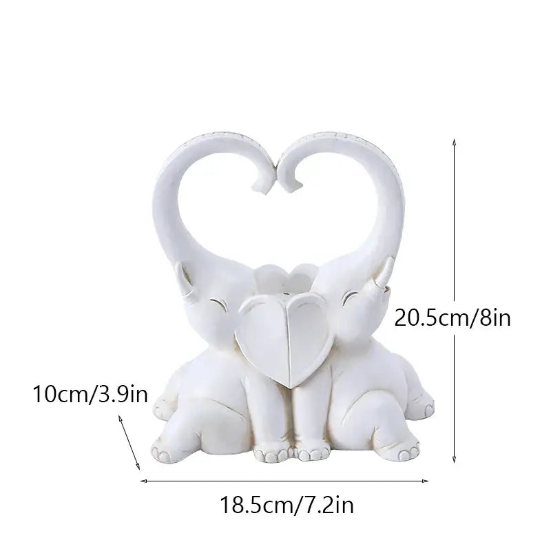 Romantic elephant couple resin candlestick living room heart decor