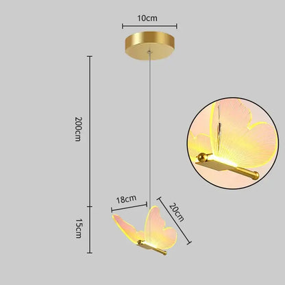 Romantic gold butterfly led chandelier living room pendant light