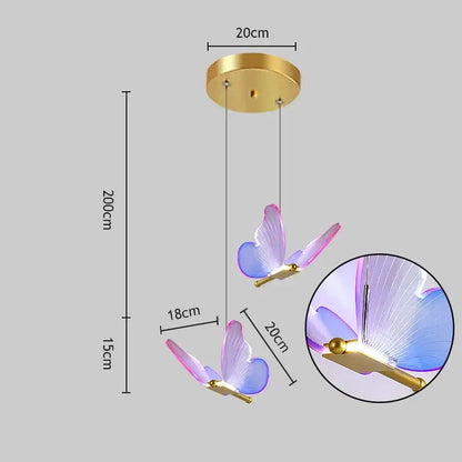 Romantic gold butterfly led chandelier living room pendant light