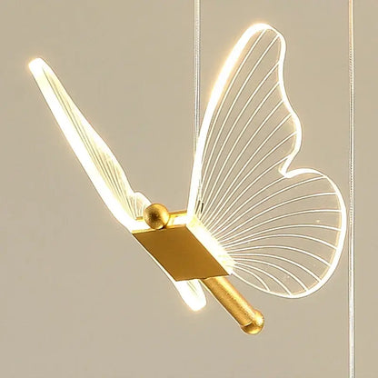 Romantic gold butterfly led chandelier living room pendant light