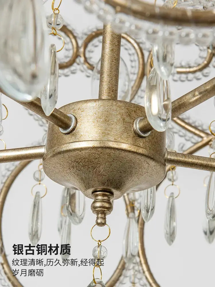 Romantic gold crystal heart ceiling light bedroom chandelier
