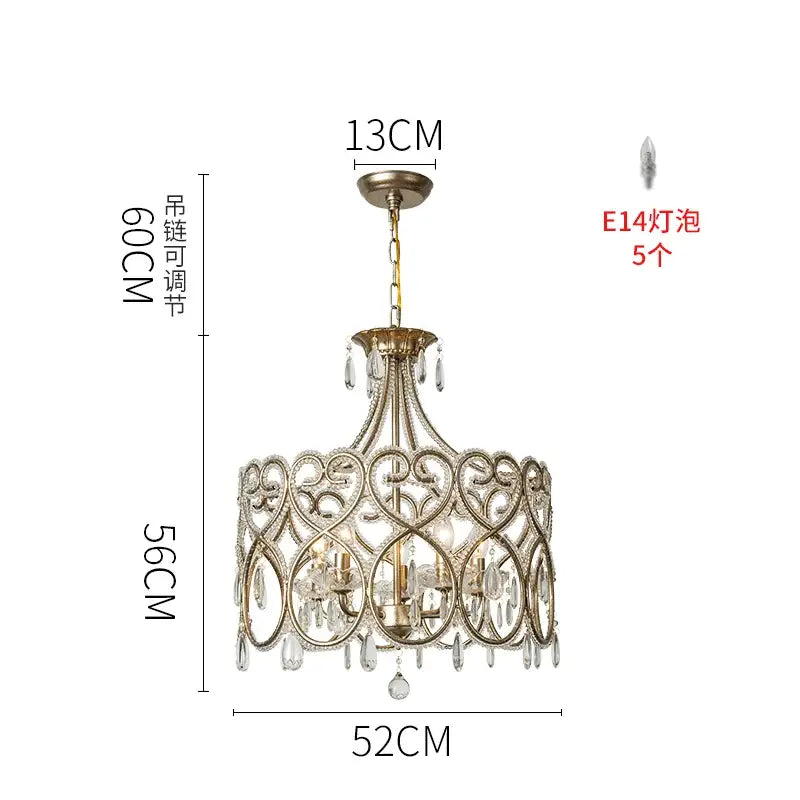 Romantic gold crystal heart ceiling light bedroom chandelier