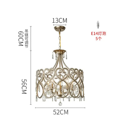 Romantic gold crystal heart ceiling light bedroom chandelier