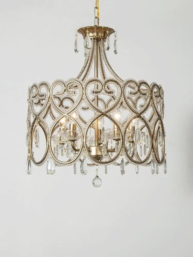 Romantic gold crystal heart ceiling light bedroom chandelier