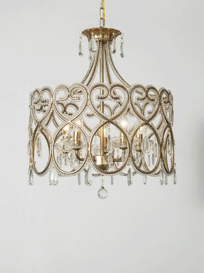 Romantic gold crystal heart ceiling light bedroom chandelier