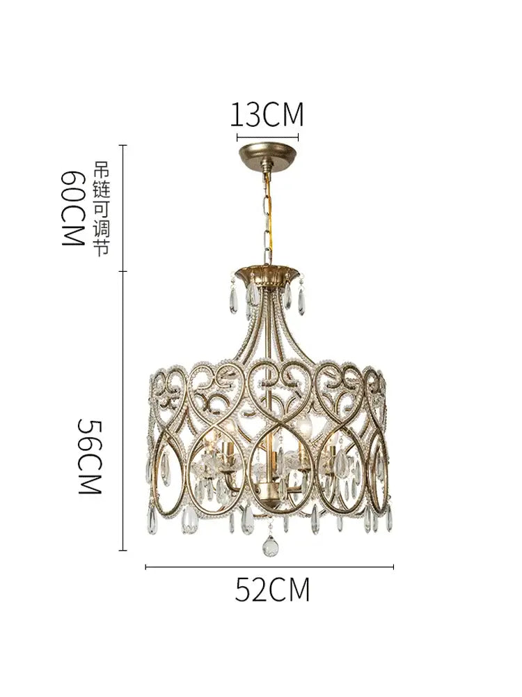 Romantic gold crystal heart ceiling light bedroom chandelier