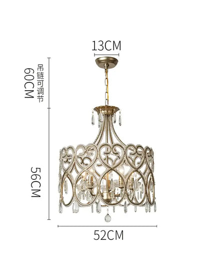 Romantic gold crystal heart ceiling light bedroom chandelier